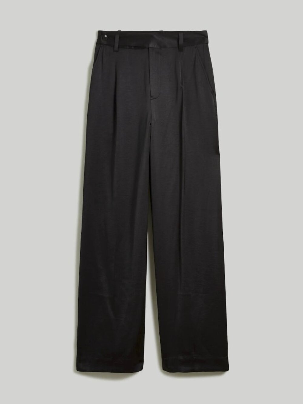Madewell Black Satin Harlow Wide-Leg Pants, Size 0 - Picture 2 of 9